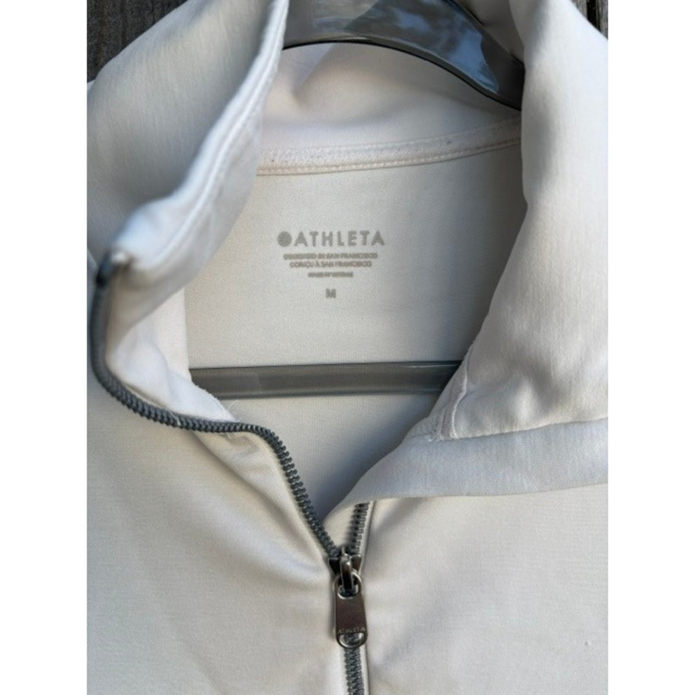 Athleta Coaster Luxe Quarter Zip Sweatshirt Ivory Cream Size M Pullover - Picture 2 of 3